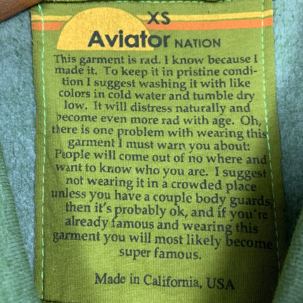 Aviator Nation Sweatshirt Adult XS Green Camo Crewneck Fleece‎ Pullover AV Logo - Picture 3 of 10